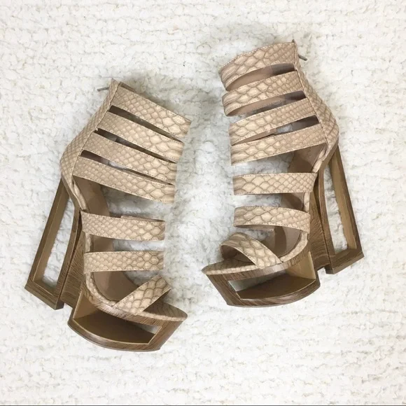 Beau + Ashe Ceyda Snakeskin Wooden Abstract Shoes - Picture 4 of 8